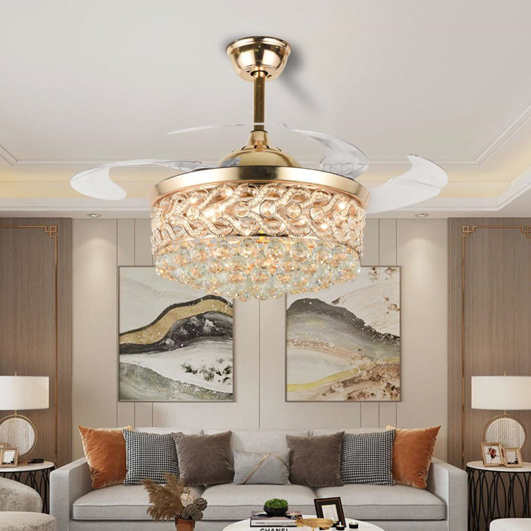 House of Hampton® 42'' Dericka 4Blade LED Crystal Chandelier Ceiling